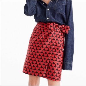 J. Crew wrap skirt in jacquard hearts NWT